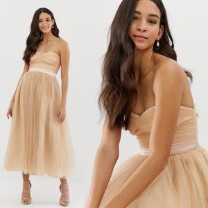 Dolly & Delicious Bandeau Full Midaxi Dress (Tan)